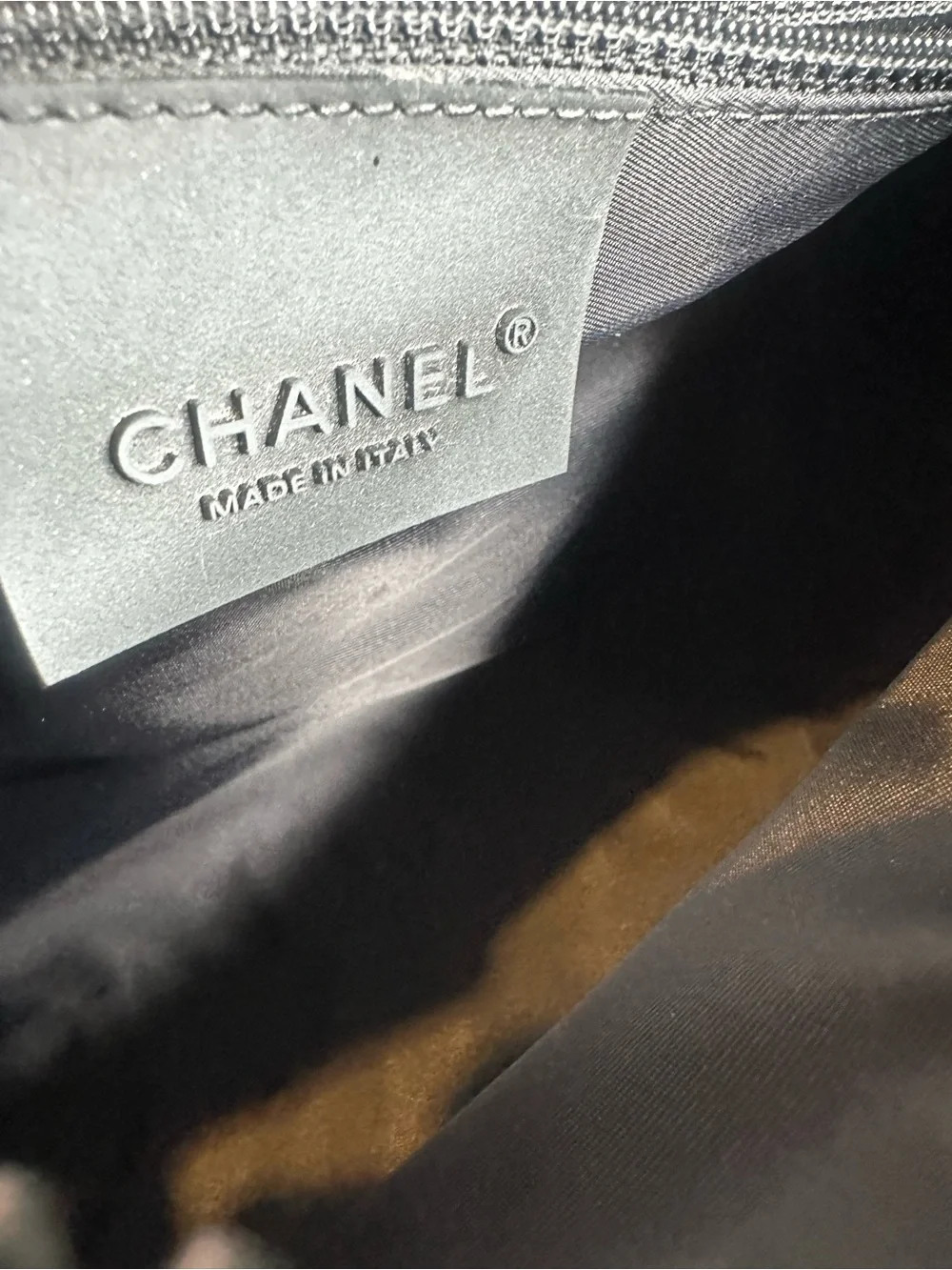 CHANEL Black Leather Logo Bag